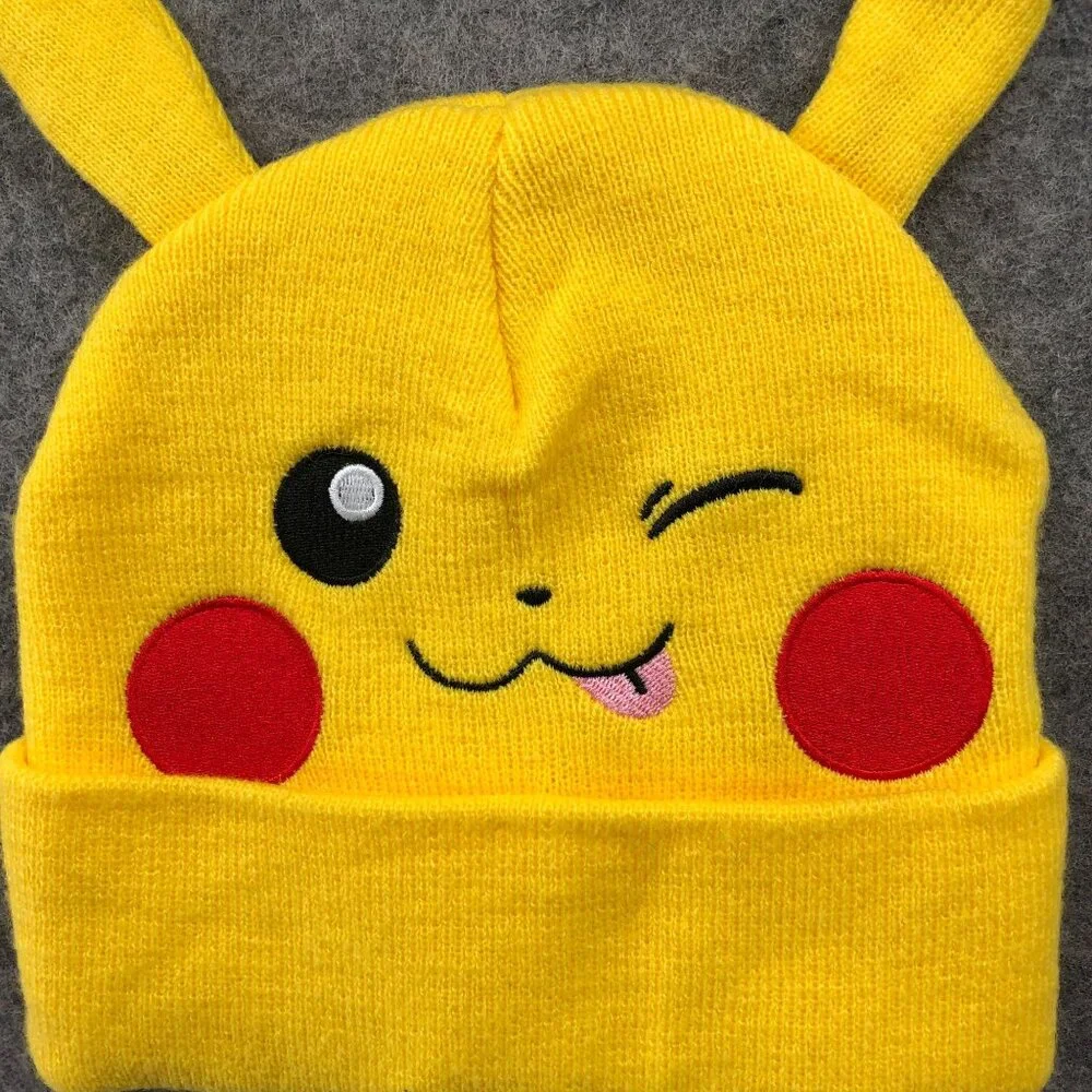 Pokemon‎ Pikachu Beanie Hat Youth Kids One Size (14+) Yellow Knit Winter